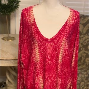 Victor Costa Pink and Cream Sweater/Top size 2x
